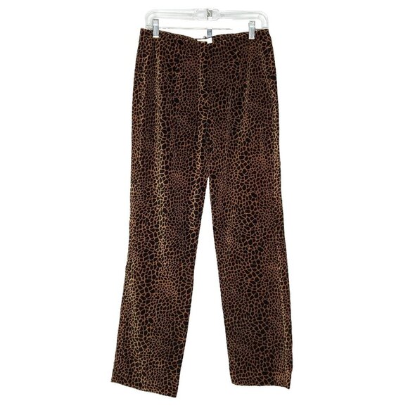 Y2K Vintage Animal Print Pants Sz 8 Brown Black Velvet Mob Wife Victorias Secret - Picture 1 of 4